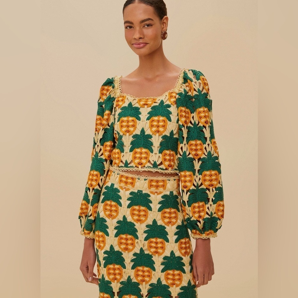 Farm Rio: Sand Pineapple Crochet Top